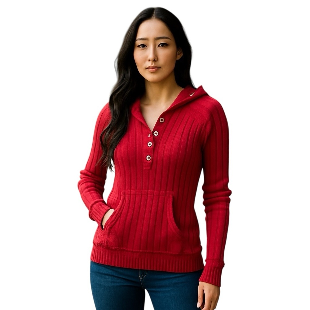 ROOTS 73 Knitwear Sweater M Hood Ribbed Texture